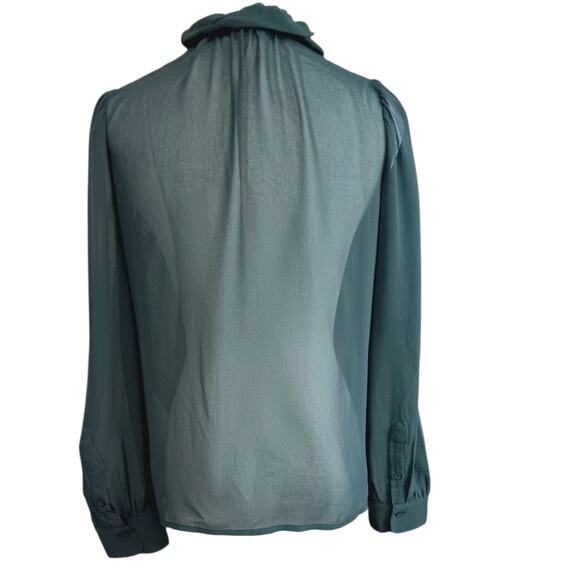 NEW BANANA REPUBLIC Sheer Green Blouse Top XS Ruffle Coquette Dressy Event Layer - Picture 2 of 6